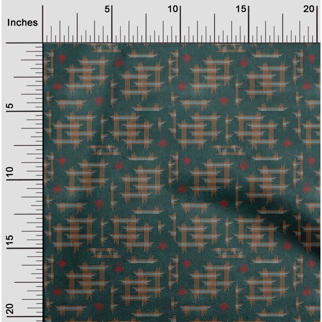 oneOone Polyester Lycra Fabric Geometric Kasuri Print Fabric BTY 56 Inch Wide