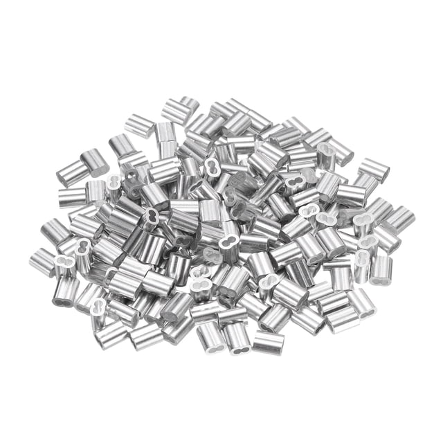200Pcs Aluminum Crimping Loop Sleeve for 5/64" Diameter Wire Rope, Double Ferrule Wire Rope Sleeve for Cable Line End