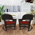 thumbnail image 4 of Jeco Rocker Wicker Chair in Espresso with Red Cushion (Set of 2), 4 of 10