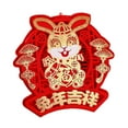 thumbnail image 3 of Decoración del Festival de primavera, decoración decorativa hecha a mano, calcomanías de puerta y ventana de Feng Shui para 2023 años de conejo, año Yotijar  Personaje Fu de Año Nuevo, 3 of 7