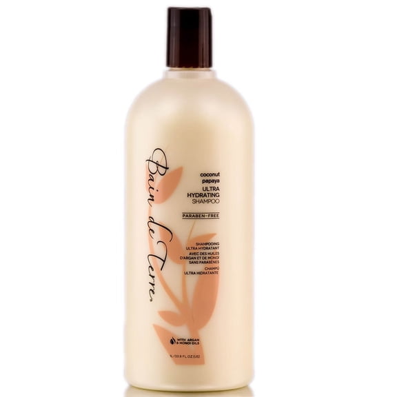 33.8 oz , Bain de Terre Coconut Papaya Ultra Hydrating Shampoo hair beauty, Pack of 1 w/ Sleekshop Pink Comb