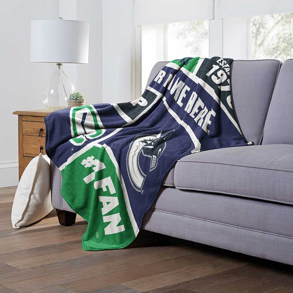 Vancouver Canucks NHL Colorblock Personalized Silk Touch Throw Blanket, 50" X 60"
