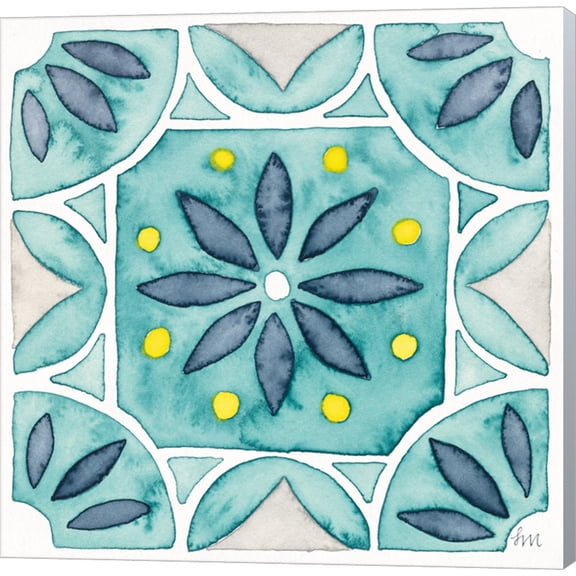 Great Art Now Garden Getaway Tile VIII Teal by Laura Marshall Canvas Wall Art