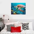 thumbnail image 4 of Nawypu  Blue Ocean Aquatic Animals Decor Wall Art Turtle Starfish Seahorse Undersea Coral Pictures Canvas Prints Artwork for Kids Room Wall Decoration, 4 of 4