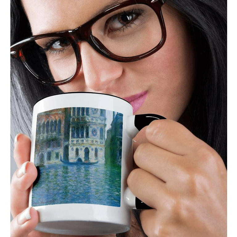 3drose, the Palazzo Dario by Claude Monet 1908, 15oz Two-tone Black Mug