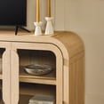 thumbnail image 5 of Walker Edison Modern Easy Assembly 70" Curved TV Stand, Coastal Oak, 5 of 14