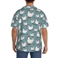 thumbnail image 3 of Lsque Funny Chicken print Men's Cuban Collar Short Sleeve Shirt Summer Beachwear Casual Button Down Fashionable Vacation Leisure Shirt-3X-Large, 3 of 7