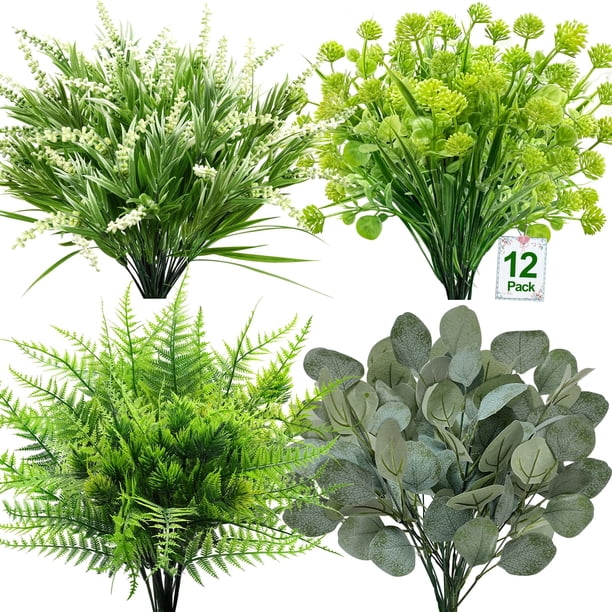 Set de plantas artificiales TURNMEON, 12 paquetes para exterior/interior