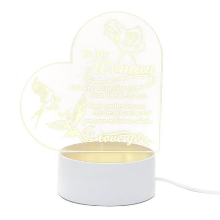 

Tiuneo Clearance 3D Nightlight Love Girl Blessing Acrylic Atmosphere Led Lights to Send Wife and Husband Holiday Gifts Household appliances White