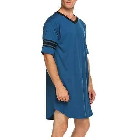 

Imcute Men V-Neck Cotton Nightshirt Bathrobes Long Pyjama Sleepwear