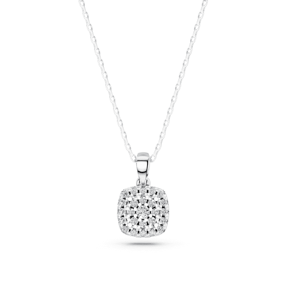 KEEVA JEWELS 0.35 Carat Moissanite Round Cut Stone 'Cushion' Cluster Teardrop Pendant Necklace for Women Made in White Gold Plated Silver