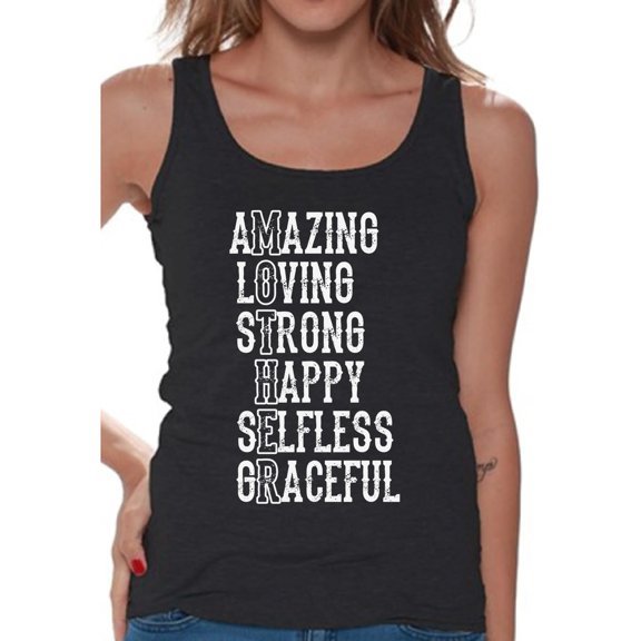 Awkward Styles Women's Mother Amazing Loving Strong Happy Graphic Tank Tops Mother's Day Gift
