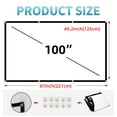 thumbnail image 4 of GAINVANE Projector Screen 100 inch 16:9 Outside Projector Screen Portable Outdoor Indoor Wrinkle-Free 4K HD Wall-Mounted Backyard Movie Night Camping Office Presentation, 4 of 8