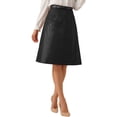 thumbnail image 4 of INSPIRE CHIC Women's Faux Leather Skirt A-Line High Waist Vintage Pencil Midi Skirt XS Black, 4 of 6