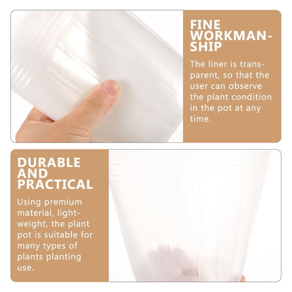 ACDANC Plastic Planter Insert 10pcs Soft Clear Plastic Plant Nursery Pots with Drainage Hole(6.1X5.71X4.53Inches)