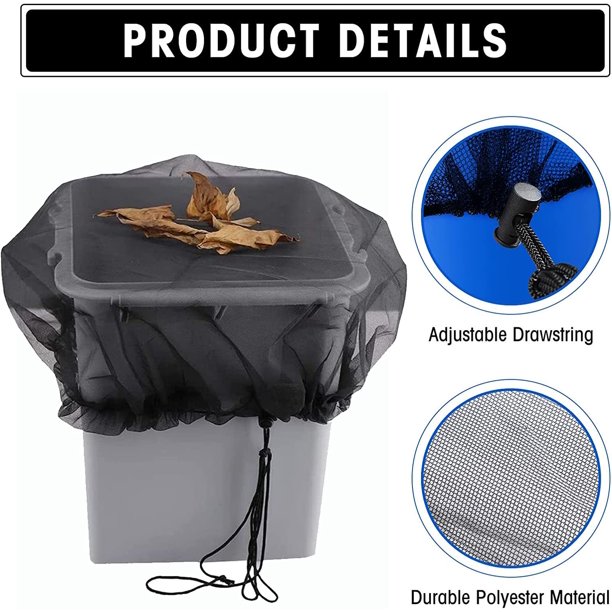 2 piezas de red para barril de lluvia, ? Funda para barril de lluvia de 95 cm con cordón, red de protección ajustable, protección contra hojas, mosquitos
