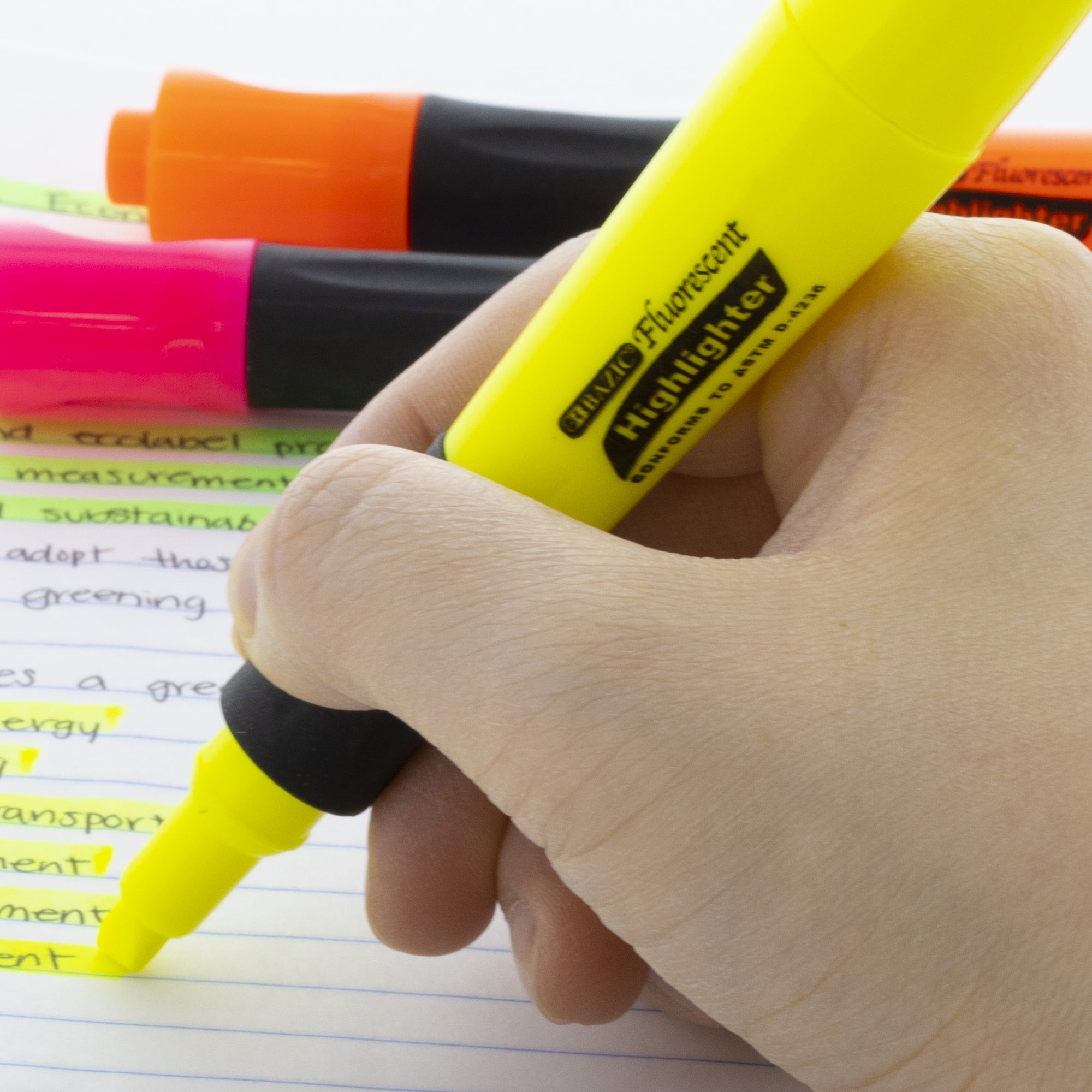 BAZIC Yellow Highlighter Desk Style Chisel Tip Marker (3/Pack), 24-Packs