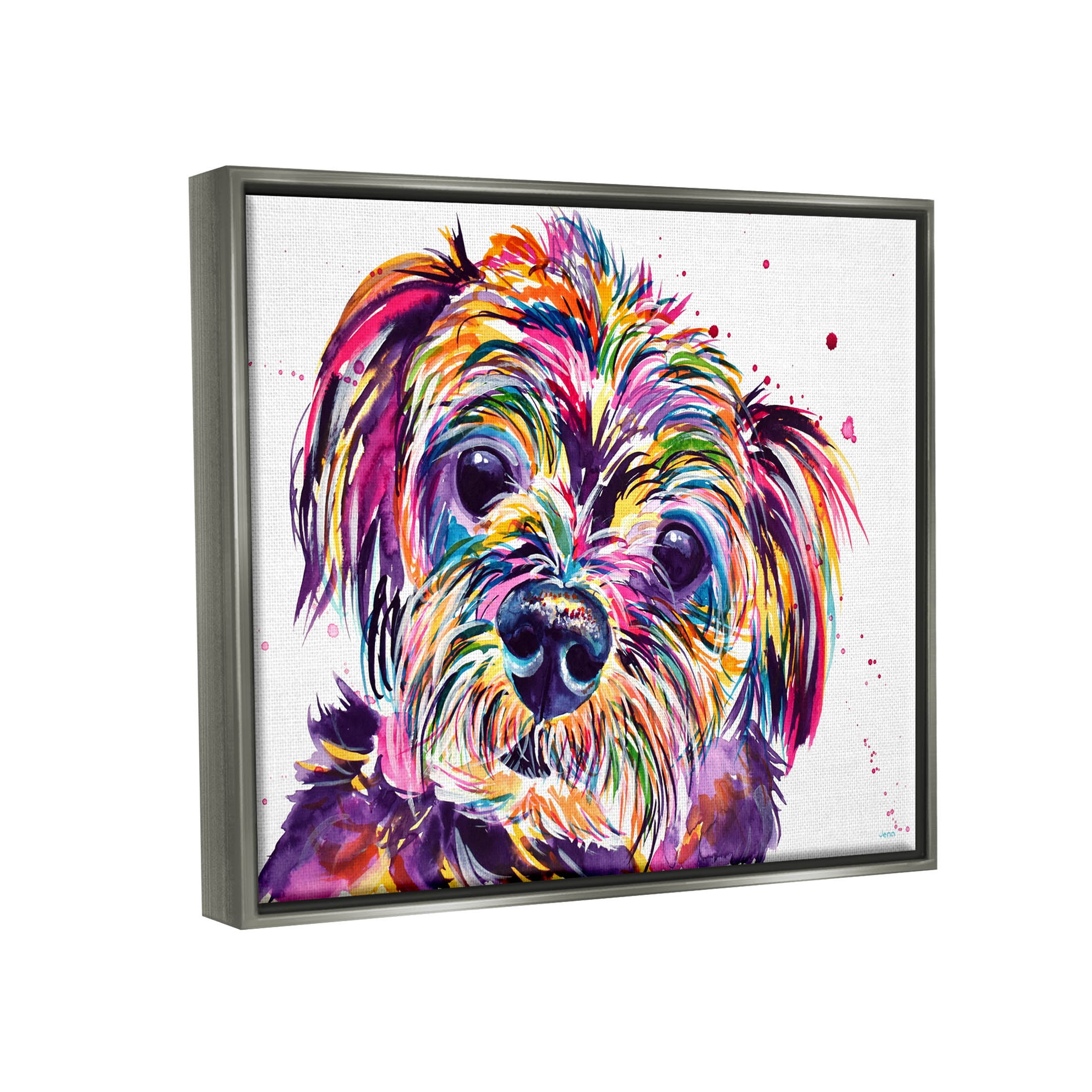 Prismatic Terrier Dog Face Portrait Animals & Insects Graphic Art Luster Gray Framed Art Print Wall Art