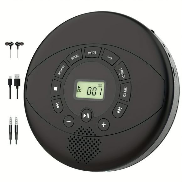 EASTIN CD player portable Discman rechargeable CD player with speaker Portable cd player with headphones CD-R MP3 USB playable Anti skip CD playing for car suitable for personal or