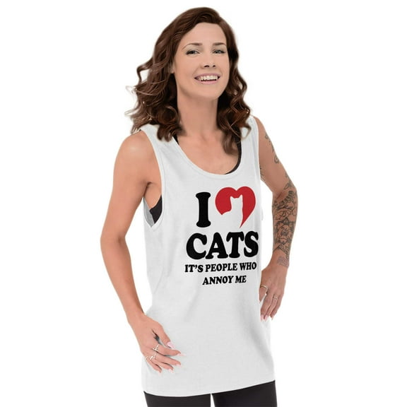 Animal Tank Tops T-Shirts Tees For Womens I Love Cats People Annoy Me Pet Lady Funny