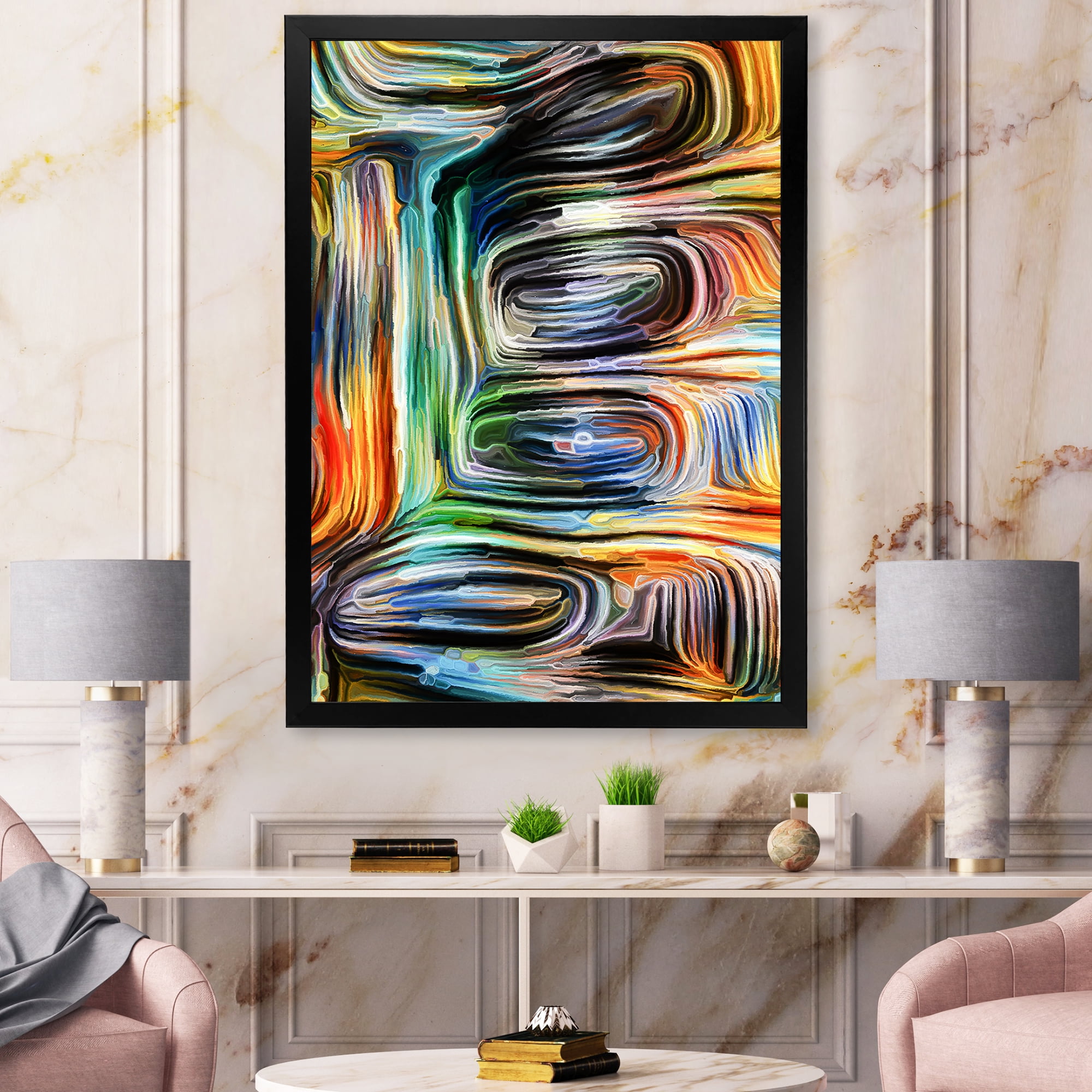 Designart 'Colour Spiral Fusion VII' Modern Framed Art Print