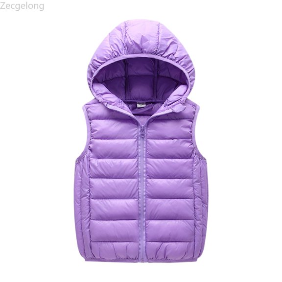 Zecgelong Child Kids Toddler Baby Boys Girls Sleeveless Winter Solid Coats Hooded Jacket Vest Outer Outwear Outfits Clothes