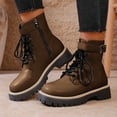 thumbnail image 2 of Women's Combat Boots Ankle Booties Lace-up Platform Side Zipper Mid-calf Military Winter Boot for Women, 2 of 8