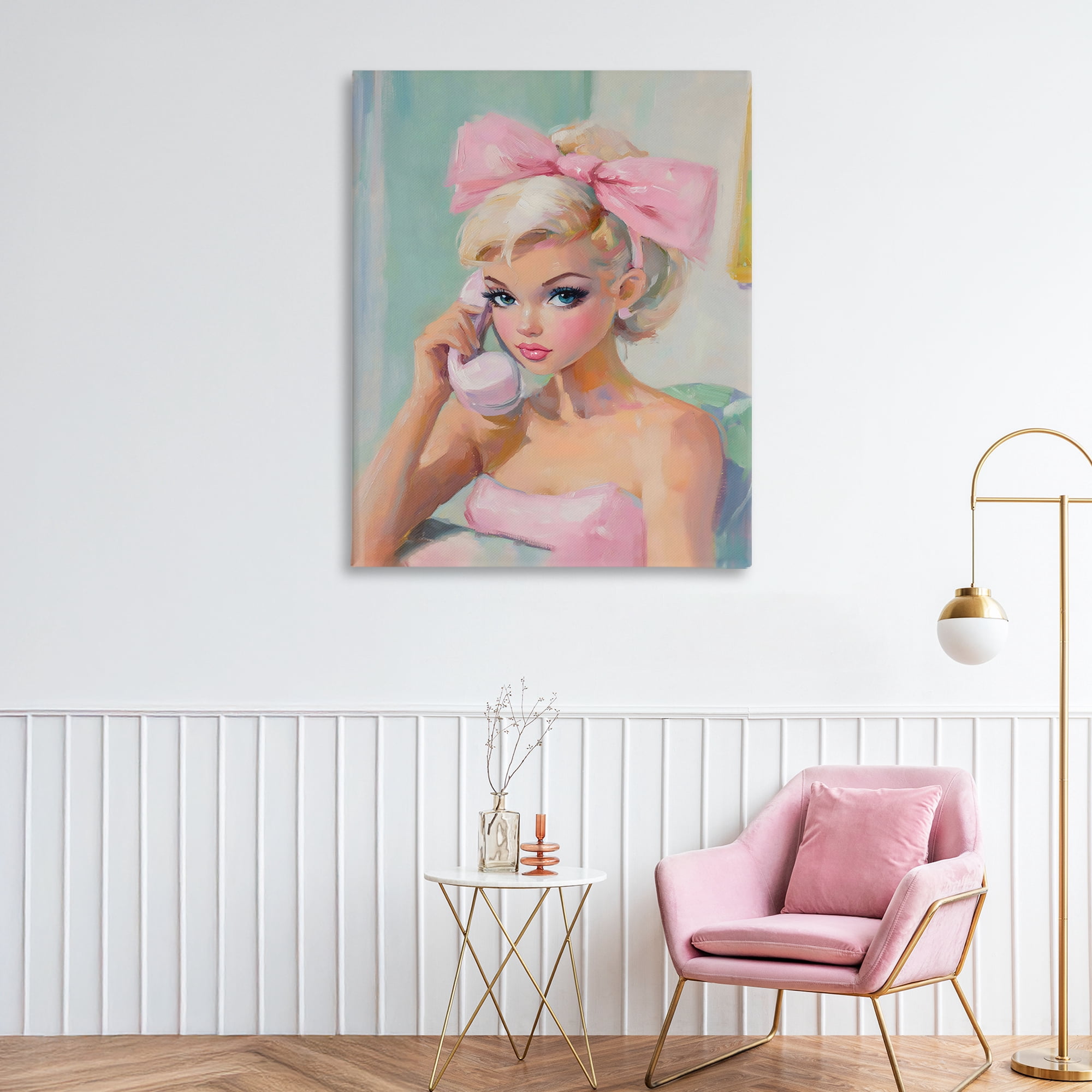 Stupell Industries Blonde Girl with Pink Bow Canvas Wall Art, design by The Prints Vibe