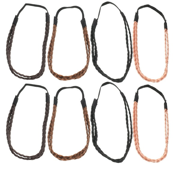 IBASETOY 8Pcs Elastic Braided Headband Hair Jewelry for Braids Chic Design for Face Washing and Parties