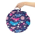 thumbnail image 2 of Whales Round Floor Cushion with Handle, Nautical Pattern with Floral Ornamental Pink and Blue Toned Creatures, Decorative Pillow for Living Room & Dorms, 18" Round, Indigo and Multicolor, by Ambesonne, 2 of 4