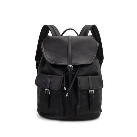 PRIYAL Vegan Leather Laptop Backpack PU Leather Computer Back Pack for Men & Women Travel Work Leisure Backpacks Bookbag