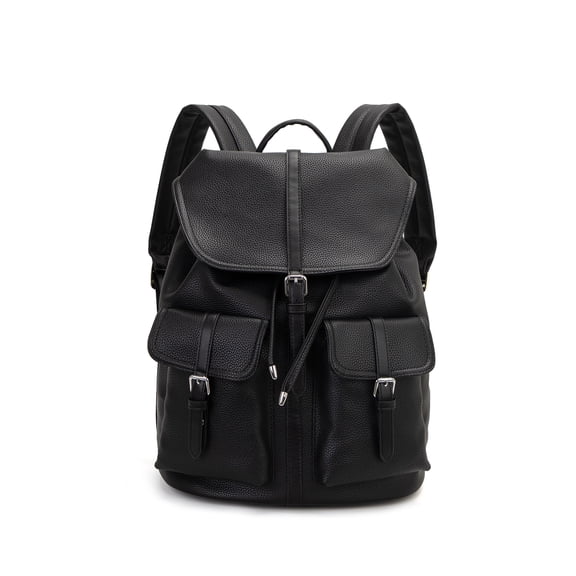 PRIYAL Vegan Leather Laptop Backpack PU Leather Computer Back Pack for Men & Women Travel Work Leisure Backpacks Bookbag