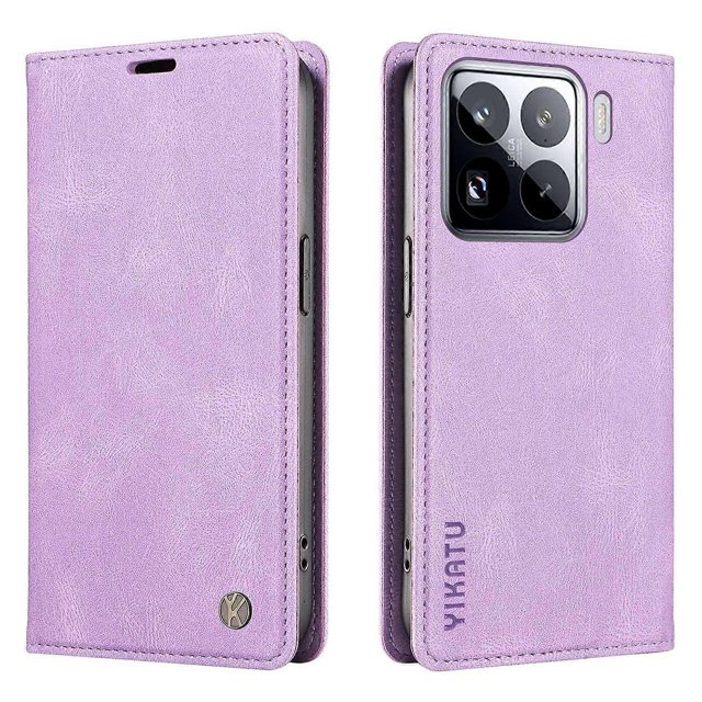 KAIYANG YIKATU YK-004 Funda de piel sintética para Xiaomi 15 Pro, con función táctil, magnética, autoabsorción, color verde, morado y multicolor