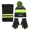 thumbnail image 2 of Sportoli Mens Boys Kids 3-Piece Striped Knit Cold Weather Set Hat Scarf Gloves - Black/Lime/Grey (Size Kids / 4-7 Yrs), 2 of 5