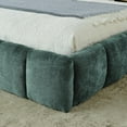 thumbnail image 6 of Grounded King Size Bed Frame, Upholstered Chenille Platform Bed Frame with Tufted Headboard and Wooden Slats Support, No Box Spring Needed, Blue+Green, 6 of 7