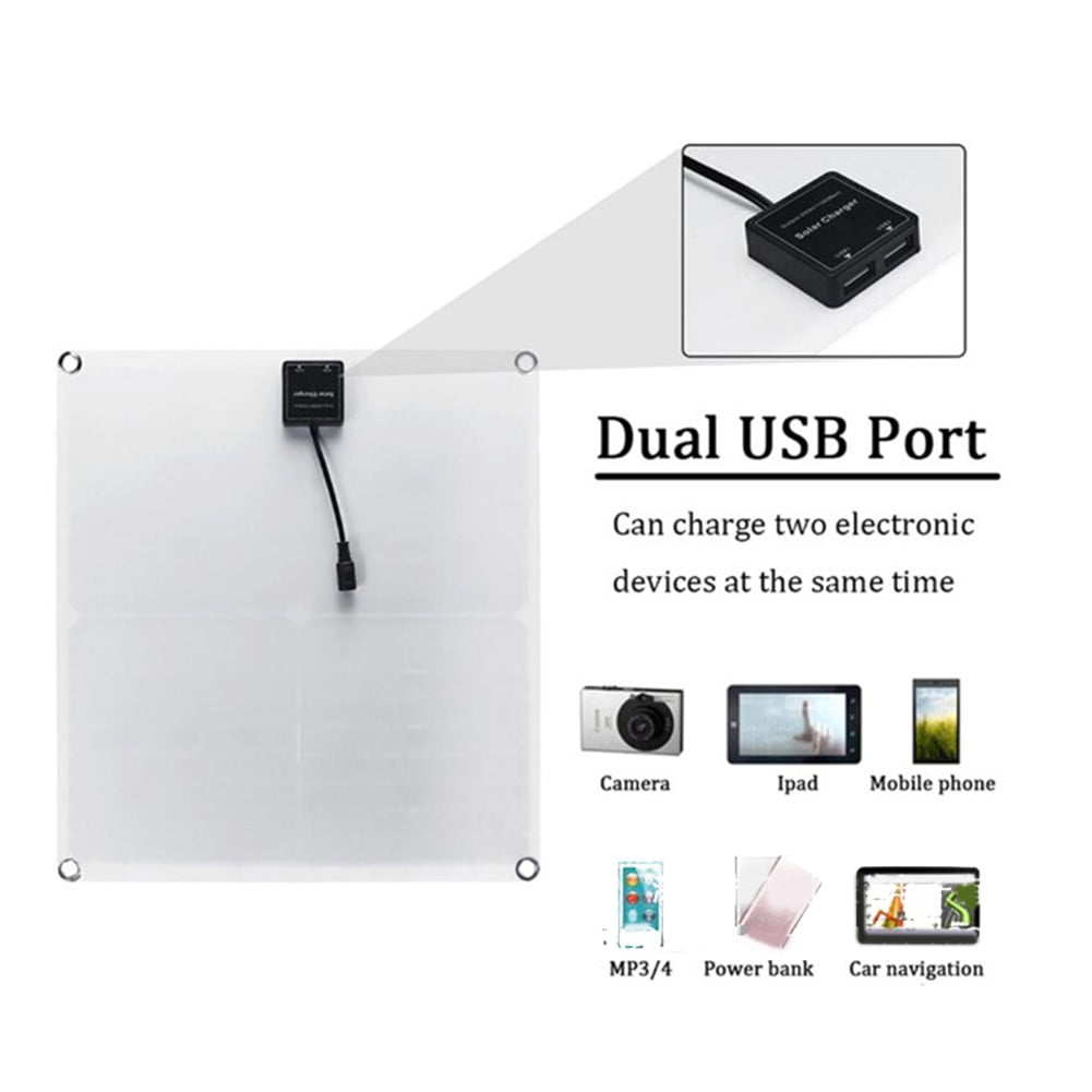 20W 18V Flexible Solar Panel Dual USB Output Solar Panel Car and Marine Charger