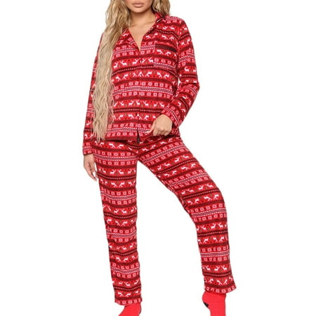 

Peyakidsaa Women Christmas Pajamas Set Elk Snowman Long Sleeve Sleepwear Nightwear Sleepsuits
