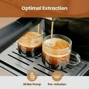 GEVI 20 Bar Stainless Steel Espresso Machine with Milk Frother Wand and Dual Temperature Control, GECME403L-U