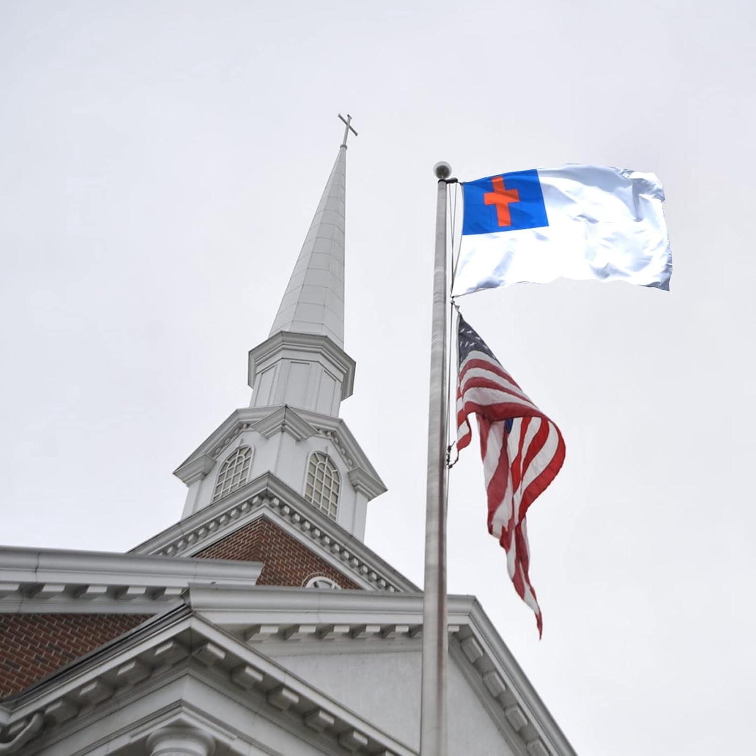 Christian-Flag 3x5 Outdoor Double Sided Christianity-Cross-Church Jesus Flag Polyester Material with 2 Metal Grommets