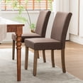thumbnail image 6 of Kidol & Shellder Linen Fabric Armless Dining Chair Set of 4 Modern Upholstered Side Chair with Thick Padded Seat, Sturdy Wooden Legs for Kitchen, Dining Room, Brown, 6 of 15