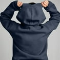 thumbnail image 5 of Trendy Hoodies for Women with Eye Mask 4-Button Plain Pullover Baggy Hooded Sweatshirt Pocket Travel Outfits, Navy|Mask L, 5 of 8
