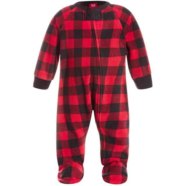 Family Pajamas Baby Matching Red Check Printed Footed Pajamas, Red, 18 Months