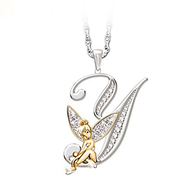 Collar con colgante de diamantes de moda con cadena de suéter de 26 letras de dibujos animados lindos personalizados de estilo europeo y americano
