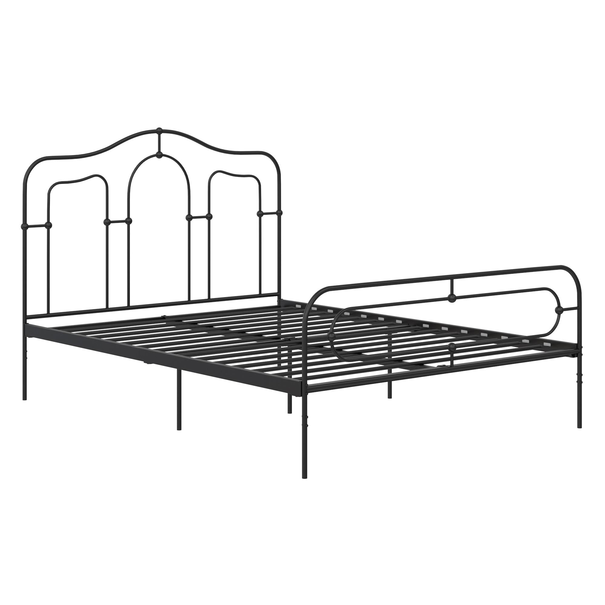 Mr. Kate Primrose Metal Bed with Secured Slats, Headboard and Footboard, Queen Size Frame, Black