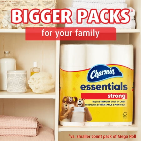 Charmin Essentials Strong Toilet Paper 12 Mega Rolls, 429 Sheets Per Roll