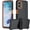 Black + Orange, variant on Phone Case for Motorola G Play 4G (2024), Heavy Duty 3-Layer Hybrid Silicone Shockproof Cover with Belt Clip, for Moto G Play 2024 4G Protective Shell, Black