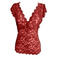 thumbnail image 3 of Homenesgenics Tank Tops for Women Plus Size Women's Sexy Slim Solid Lace V-Neck Sleeveless Tops Red L, 3 of 4