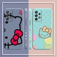 thumbnail image 4 of Case For Samsung Galaxy A91 A73 A72 A71 A53 A52 A51 A42 A33 AO3S 4G 5G Simple Liquid silicone Case Line Art Hello K-Kitty Cat, 4 of 5