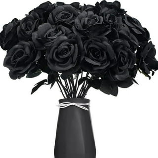 Huntermoon Artificial Black Rose Simulation Flowers Single Branch Roses Wedding Party Decoration Home Real Touch Bouquet Halloween