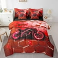 thumbnail image 2 of Erosebridal Red Motorcycle Bedding Full Size, Neon Geometry Bed in a Bag Full size, Sports Theme Decor, Reversible 7-Piece, 2 of 5